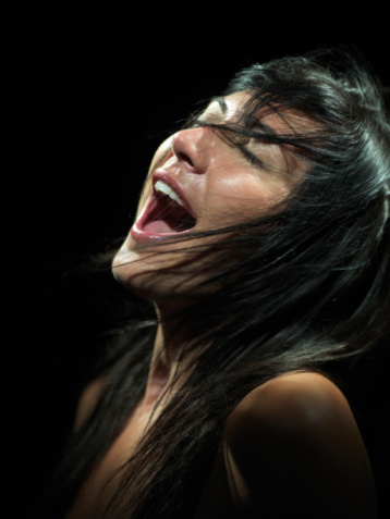 Emotional Young Woman, Eyes Closed, Close-up